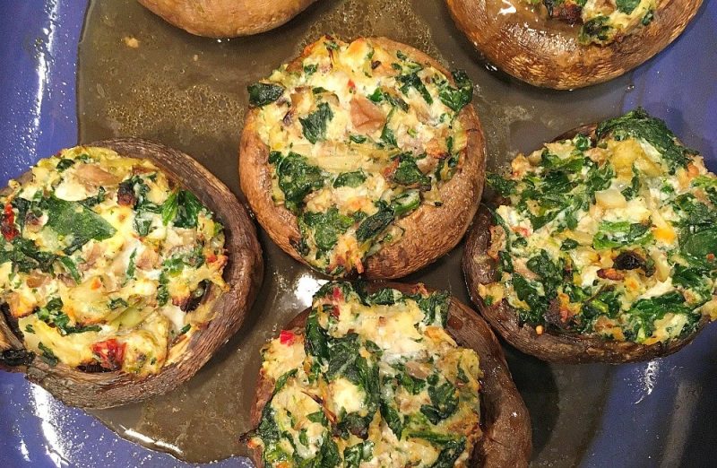 Healthy Spinach Artichoke Stuffed Mushrooms4