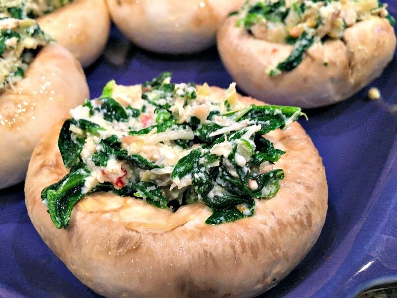 Healthy Spinach Artichoke Stuffed Mushrooms1